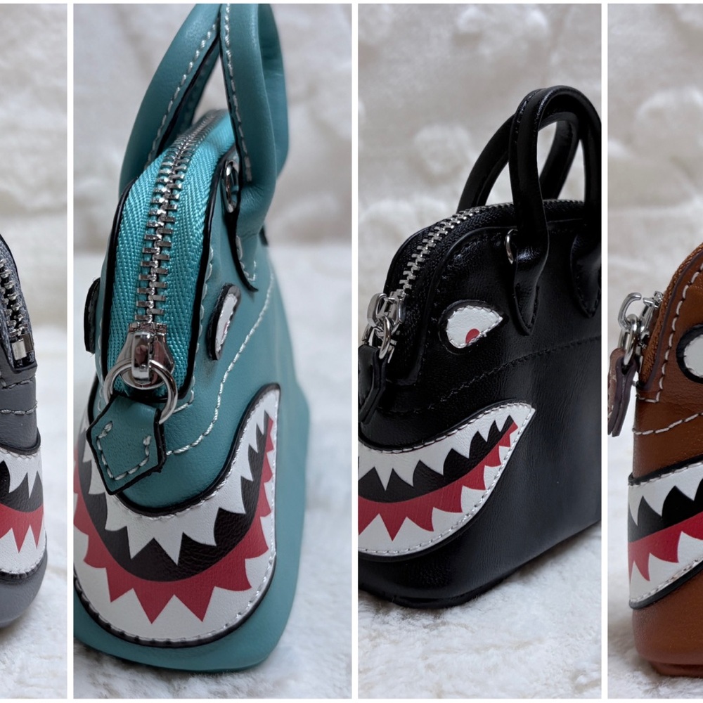 Genuine Swift Leather Snarky Shark Bag Charm